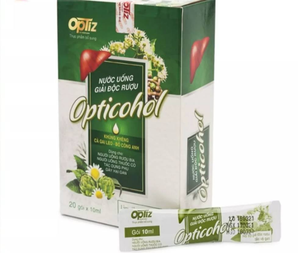 Opticohol Nước uống giải độc rượu Opitz (H/20gói/10ml)