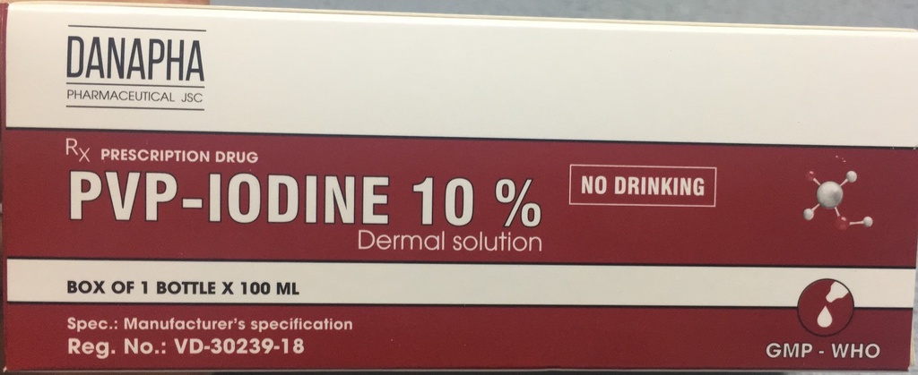 PVP Iodine Povidon iod 10%  Đà Nẵng (Lọ/100ml)