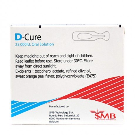 D-Cure 25.000IU Cholecalciferol 0.625mg SMB Bỉ (H/4o/1ml) date 05/2026