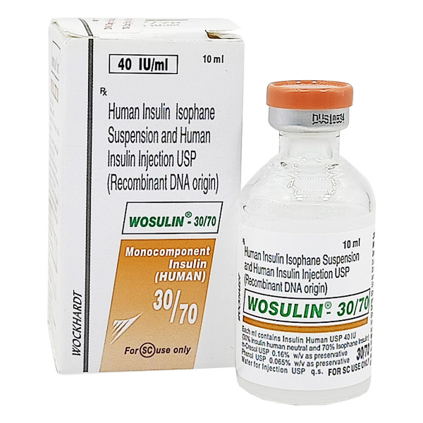 Wosulin 30/70 Insulin 40IU/ml Ấn Độ (H/1lọ/10ml) Date 01/2026