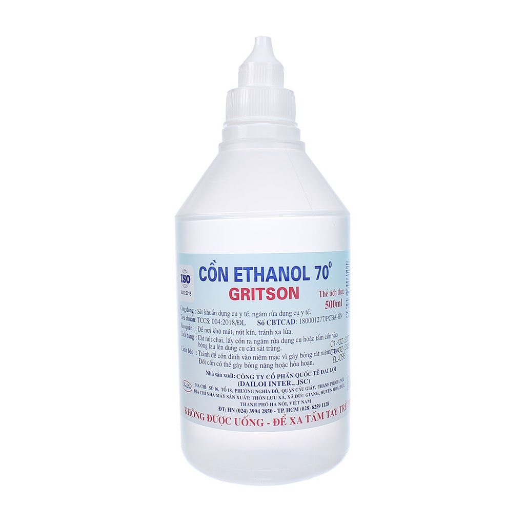 Cồn 70 Độ Gritson Đại Lợi (Chai/500ml)