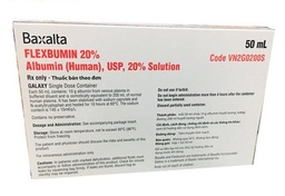 [T08032] Baxalta Flexbumin 20% Albumin Mỹ (H/Túi 50ml) date 01/2026