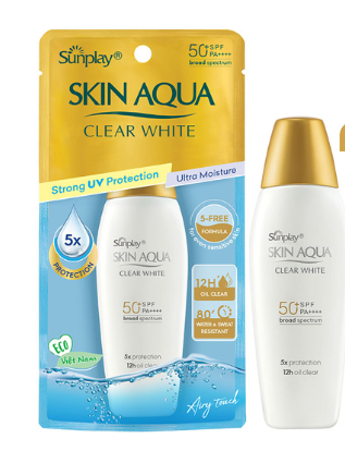 Sunplay Skin Aqua clear white sữa chống nắng dưỡng da trắng mịn Rohto (Lọ/25g) nắp vàng date 06/2027