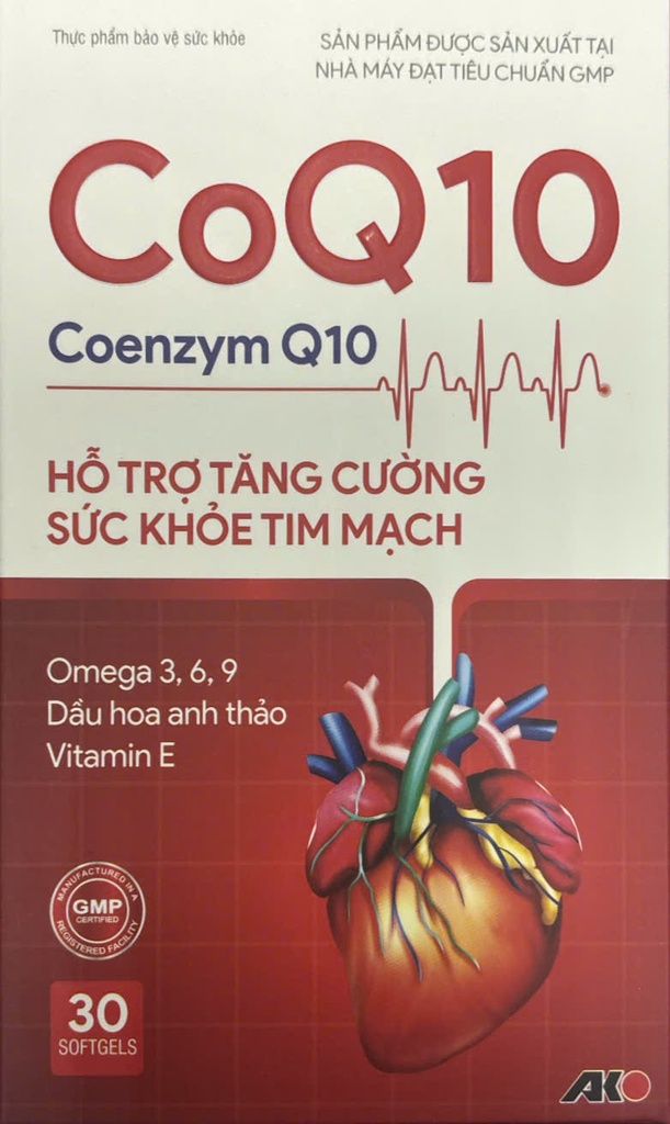 Coenzym Q10 hỗ trợ tăng cường sức khỏe tim mạch Akopha Pháp (H/30v)