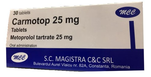 Carmotop Metoprolol 25mg Romania (H/30v) date 05/2026