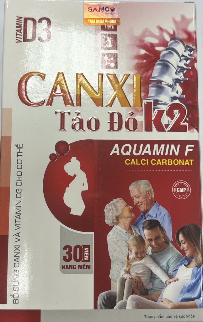 Canxi Tảo Đỏ K2 Akopha Pháp (H/30v) Màu Đỏ 
