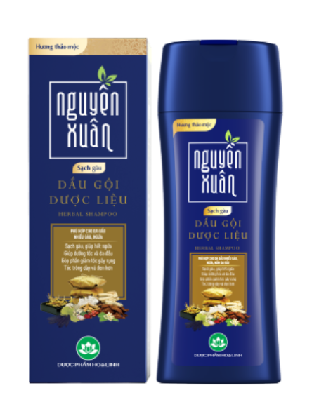 Dầu gội nguyên xuân hương thảo mộc Hoa Linh (xanh than) (Chai/275ml) chai bé