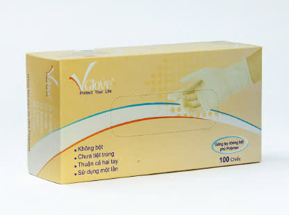 Găng tay cao su y tế không bột VGlove size S (H/100c)