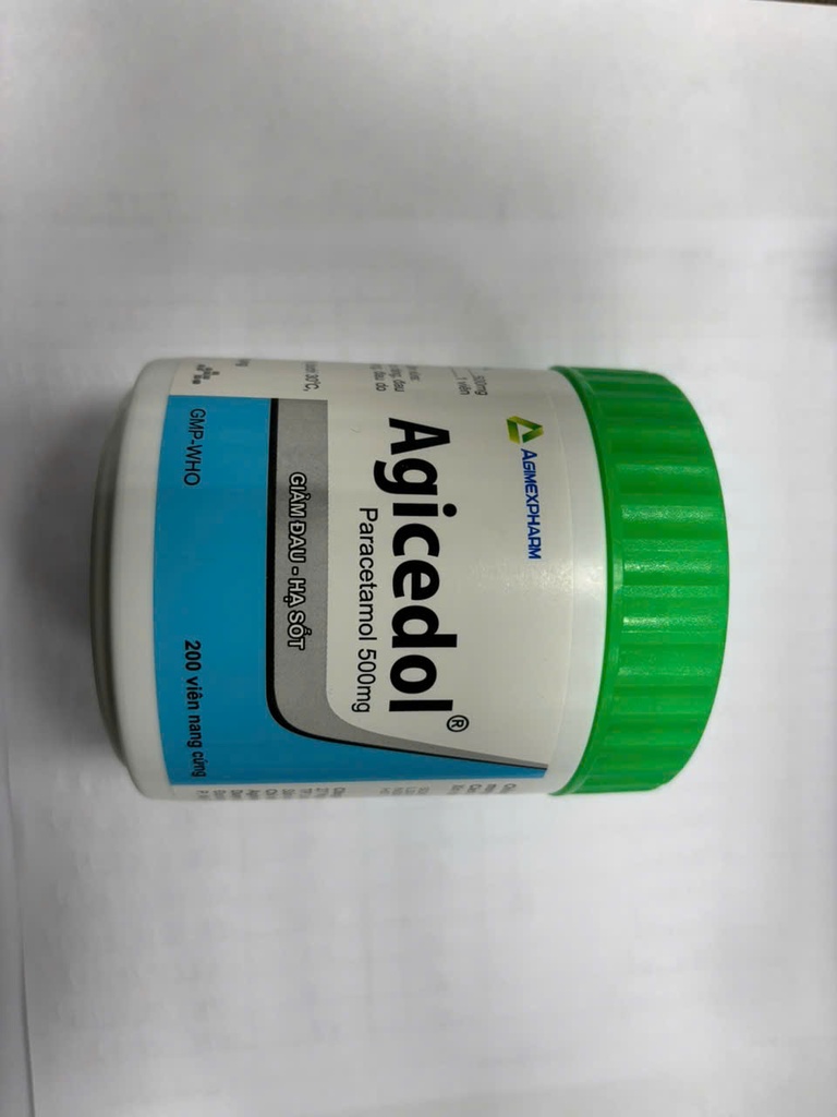 Agicedol paracetamol 500mg Agimexpharm viên nang (Lọ/200v)