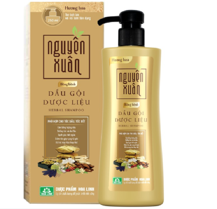 Dầu gội Nguyên Xuân Bồng Bềnh Vàng Hoa Linh Có Vòi (C/520g) chai to