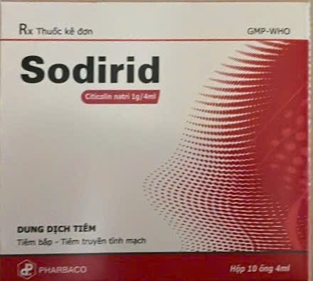 Sodirid Citicolin 1g/4ml Tiêm Pharbaco TW1 (H/10o/4ml) 