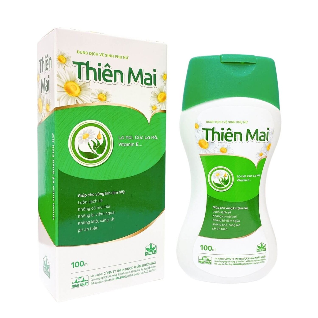 Dung Dịch Vệ Sinh Phụ Nữ Thiên Mai Nhất Nhất (Chai/100ml) Xanh Date 05/2027