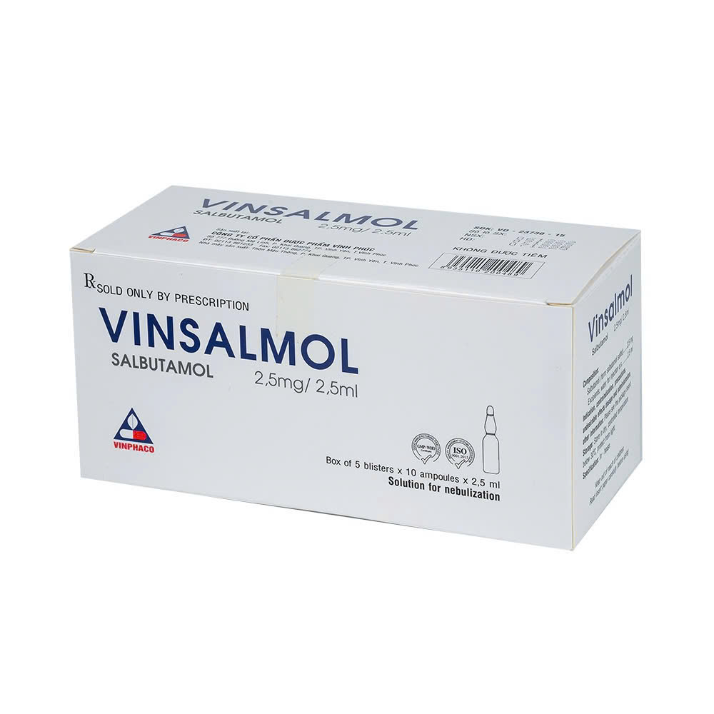 Dung Dịch Khí Dung Vinsalmol Salbutamol 2,5mg/2,5ml Vinphaco(H/50o) date 10/2026
