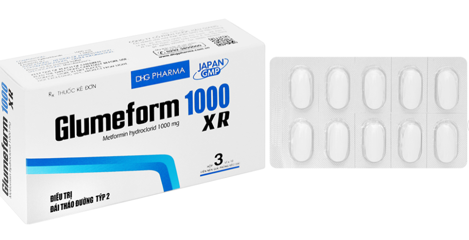  Glumeform Metformin 1000mg XR Hậu Giang (H/30v)