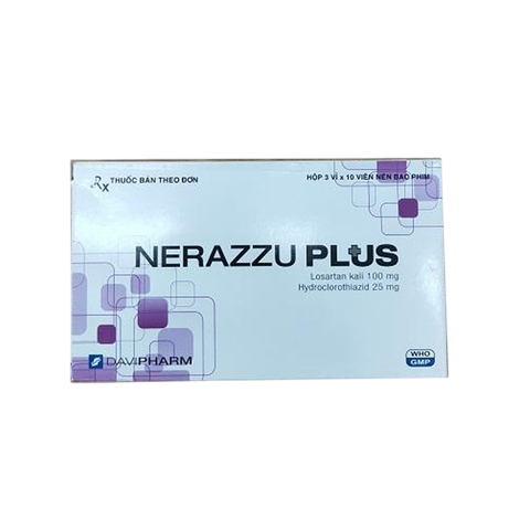 Nerazzu Plus Losartan 100mg & Hydroclorothiazid 25mg Plus (Hộp/30v)