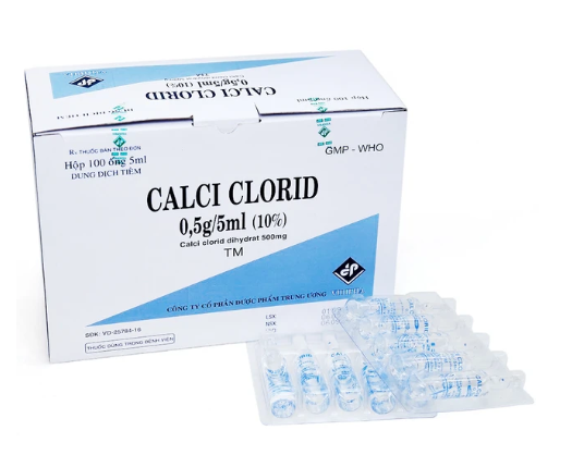 Calci clorid 500mg/5ml tiêm Vidipha (H/100o/5ml))