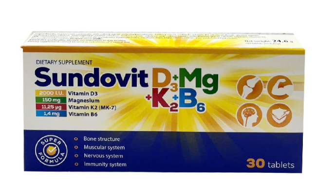 Sundovit D3 + Mg + K2 + B6 Ba Lan (H/30v)