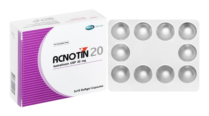 Acnotin 20 Isotretinoin 20mg Mega Thái Lan (H/30v) Date 08/2026