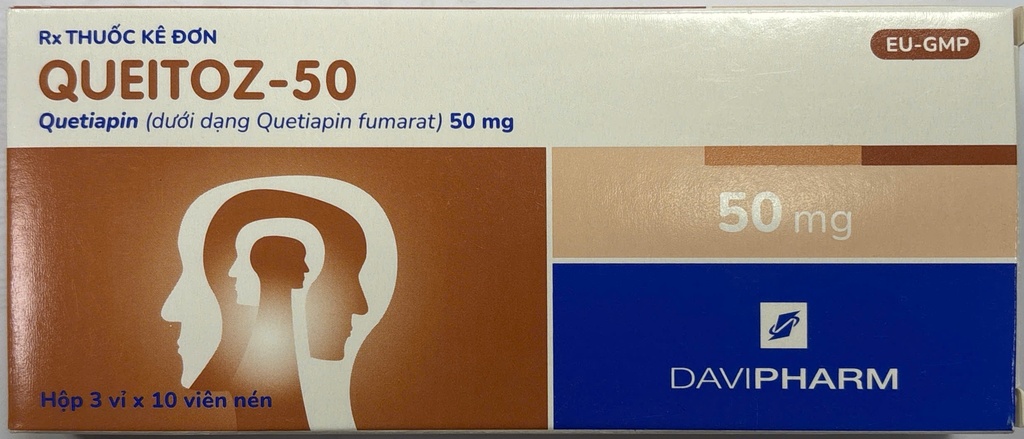 Queitoz 50 Quetiapine 50mg Davipharm (H/30v)