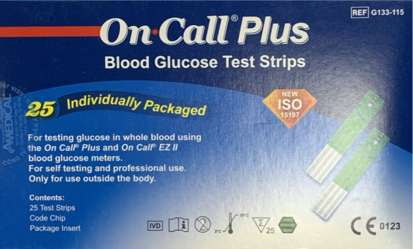 Que thử đường huyết On Call Plus Acon (H/25que) 