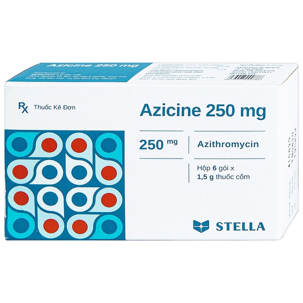 Azicine Azithromycin 250mg Gói Stella (H/6gói/1.5g) Date 07/2027
