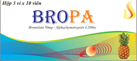 Bropa Bromelain 50mg Alphachymotrypsin 4200IU Vân Tiên (H/30v) date 12/2026