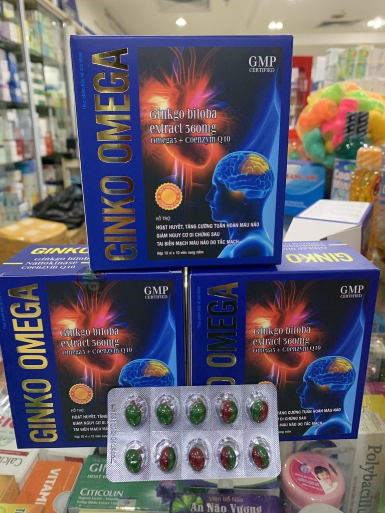 Ginko Omega Ginkgo Biloba Extract 360mg Akopha (H/100v) Xanh 