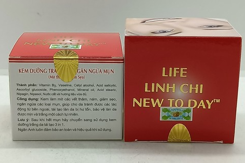 Life Linh Chi New To Day Kem Dưỡng Trắng Da Ngăn Ngừa Mụn (Lọ/12g) Đỏ