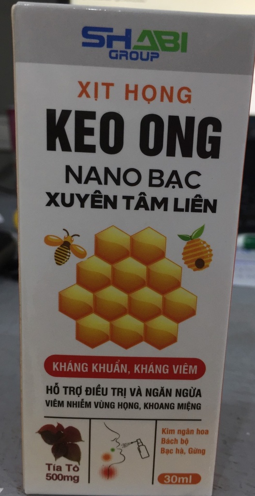 [T06349] Xịt họng Keo Ong NaNo Bạc Xuyên Tâm Liên Shapbiphar (L/30ml)