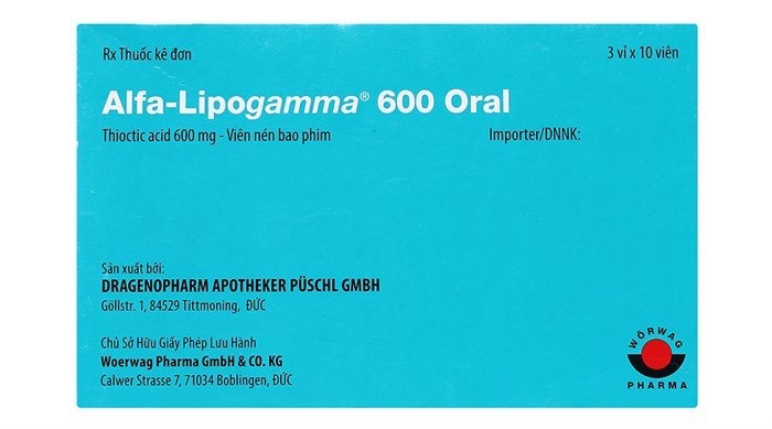 [T07087] Alfa Lipogamma 600 oral thioctic acid 600mg Đức (H/30v) 