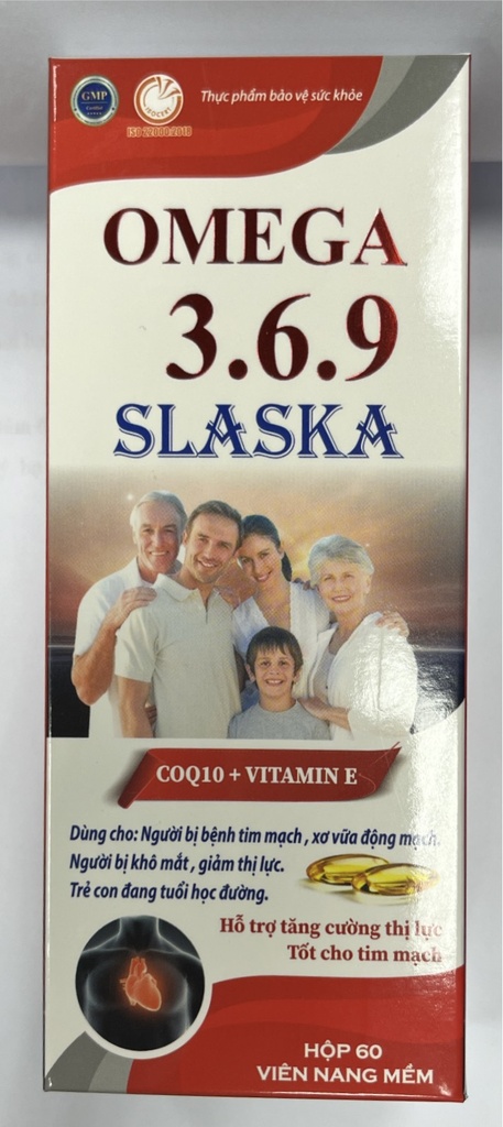 [T07224] Slaska Omega 369 CoQ10 + Vitamin E Akopha Pháp (Lọ/60v) đỏ