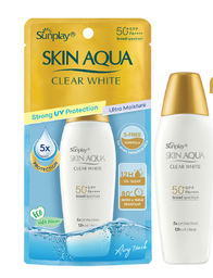 [T07349] Sunplay Skin Aqua clear white sữa chống nắng dưỡng da trắng mịn Rohto (Lọ/25g) nắp vàng date 06/2027