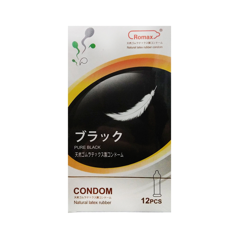 [T07418] Bao cao su Romax Pure Black Nhật Bản (H/12cái)