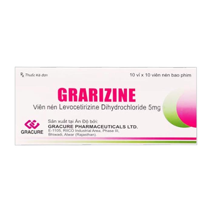 [T07644] Grarizine levocetirizine 5mg Ấn Độ (H/100v) 