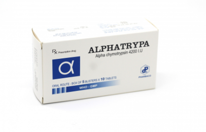 [T08194]  Alphatrypa chymotrypsin 4200 I.U TW1 Pharbaco (H/50v) trắng