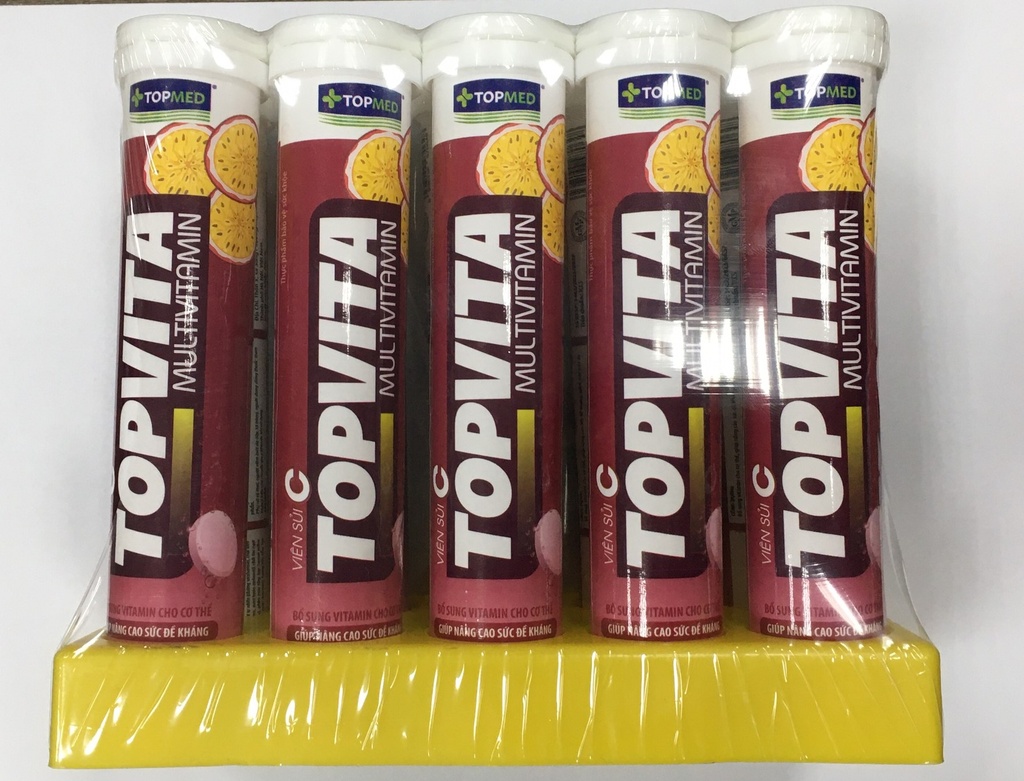 [T08825] Topvita Multivitamin sủi chanh leo Topmed (Cọc/10tuýp/20v) Date 05/2026