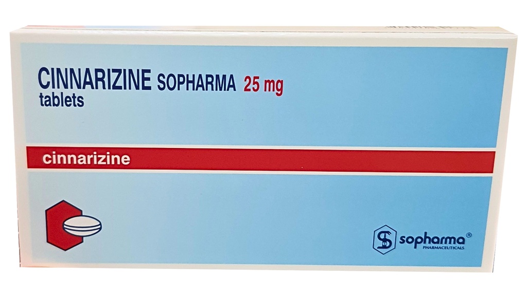 [T12070] Cinnarizine Sopharma 25mg Bungari (H/50v) Date 08/2025