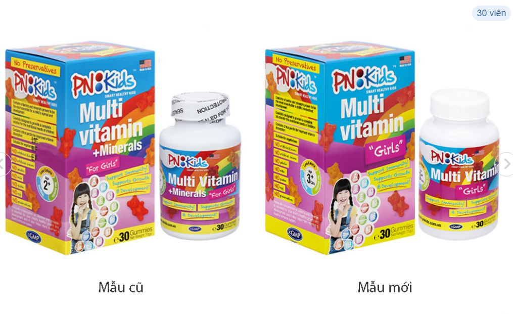 [T12315] PNkids Multivitamin Girls USA (H/30v) Date 12/2025