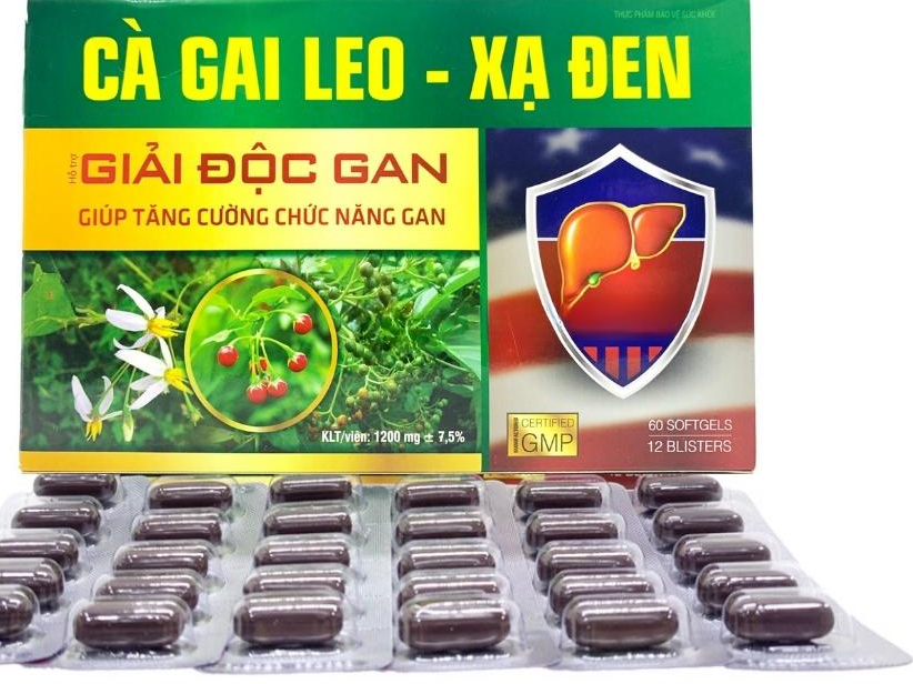 [T12680] Giải độc gan cà gai leo xạ đen Akopha (H/60v)(hình gan)