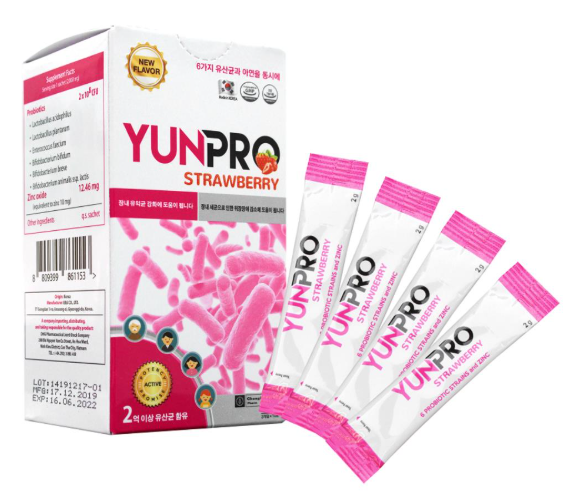 [T13293] Yunpro men vi sinh vị dâu Hàn Quốc (H/20g) Màu hồng