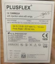[T13885] Kim luồn tĩnh mạch PLUSFLEX 24G (H/100 cái)