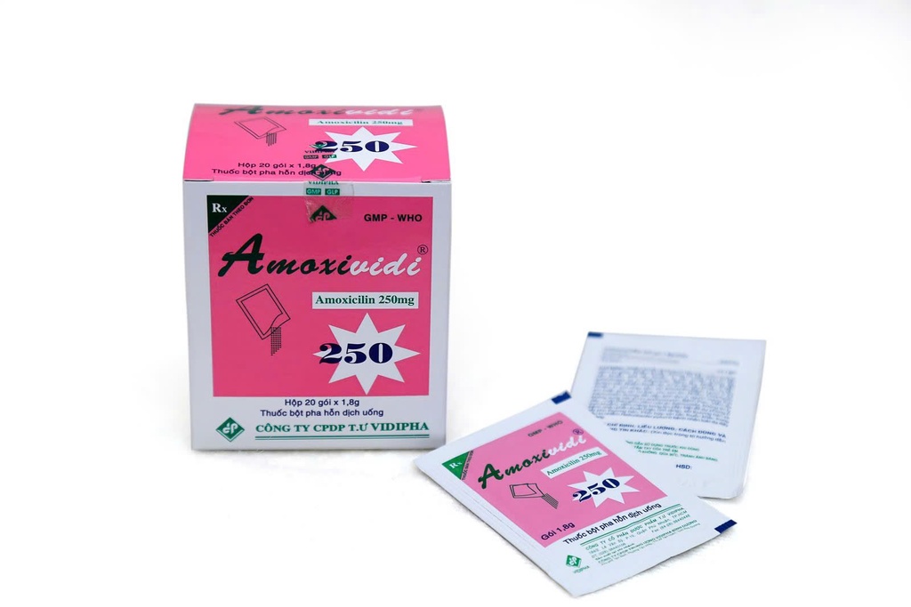 [T14064] Amoxividi Amoxicilin 250mg gói Vidipha (H/20gói/1.8g)