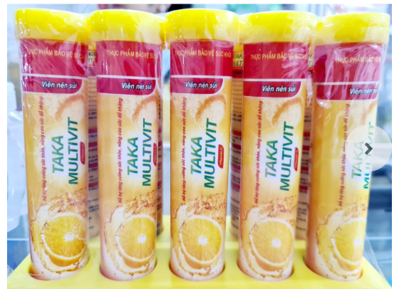 [T14146] Viên sủi Taka multivit cam (Cọc/10 tuýp/20v)