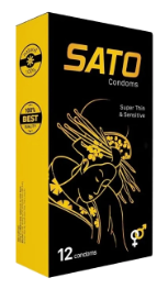 [T14530] Bao cao su Sato Condoms Super Thin & Sensitive (H/12c) Đen