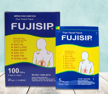 [T14760] Fujisip cao dán giảm đau Thiên ân 7.5cm x 10cm (H/20gói/5miếng) màu vàng