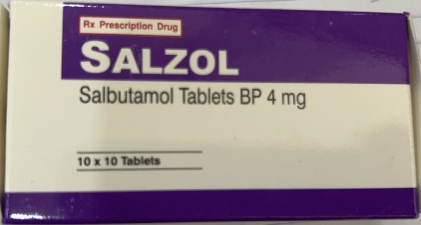 [T14888] Salzol salbutamol 4mg Ấn Độ (H/100v) Date 02/2027