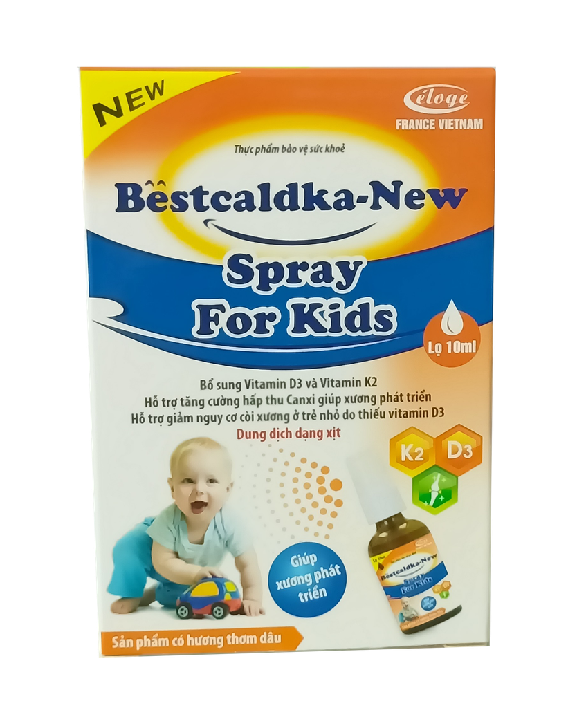 [T15222] Xịt Bestcaldka-New Sray For Kids Vitamin D3 K2 lọ 10ml hương dâu date 04/2027