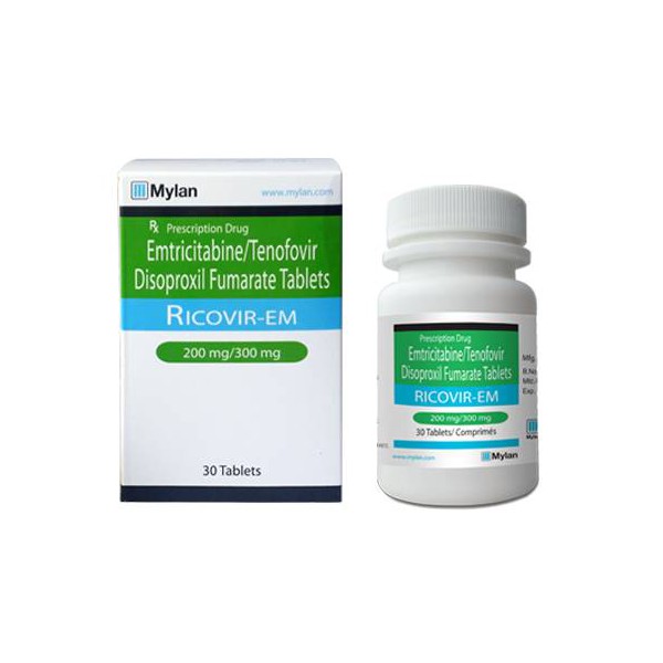 [T00111] Ricovir Em 200mg/300mg Mylan Ấn Độ (Lọ/30v)
