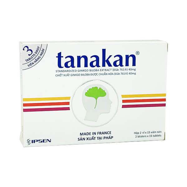 [T00302] Tanakan Ginkgo biloba 40mg Pháp (H/30v) Date 12/2026