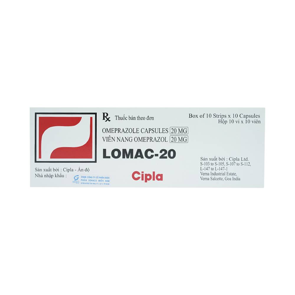 [T00657] Lomac Omeprazol 20mg Cipla Ấn Độ (H/100v) 
